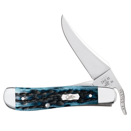 CASE CUTLERY Knife, Case Pocket Worn Mediterranean Blue Bone RussLock 51859